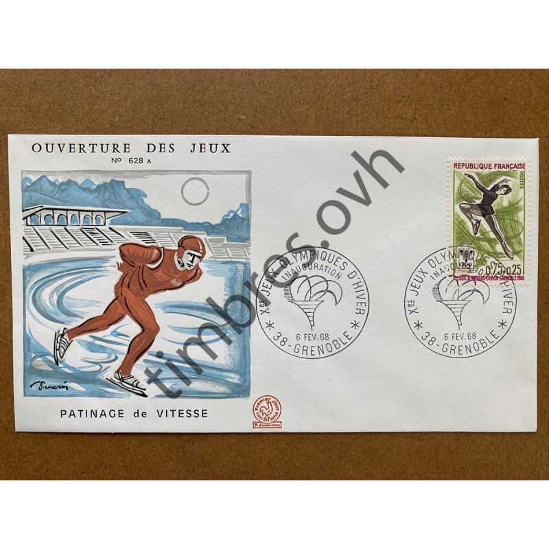 Enveloppe ouverture des jeux olympiques d'hiver 1968 - patinage de vitesse